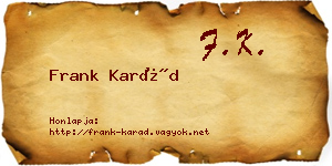 Frank Karád névjegykártya